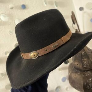 Outback Trading Black Hat with Tan Band
